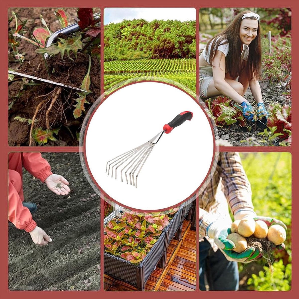 Hand Cultivator - Tuinhark Handgereedschap - Onkruid Verwijderen - Robuuste Constructie - 37x13 cm - Grijs