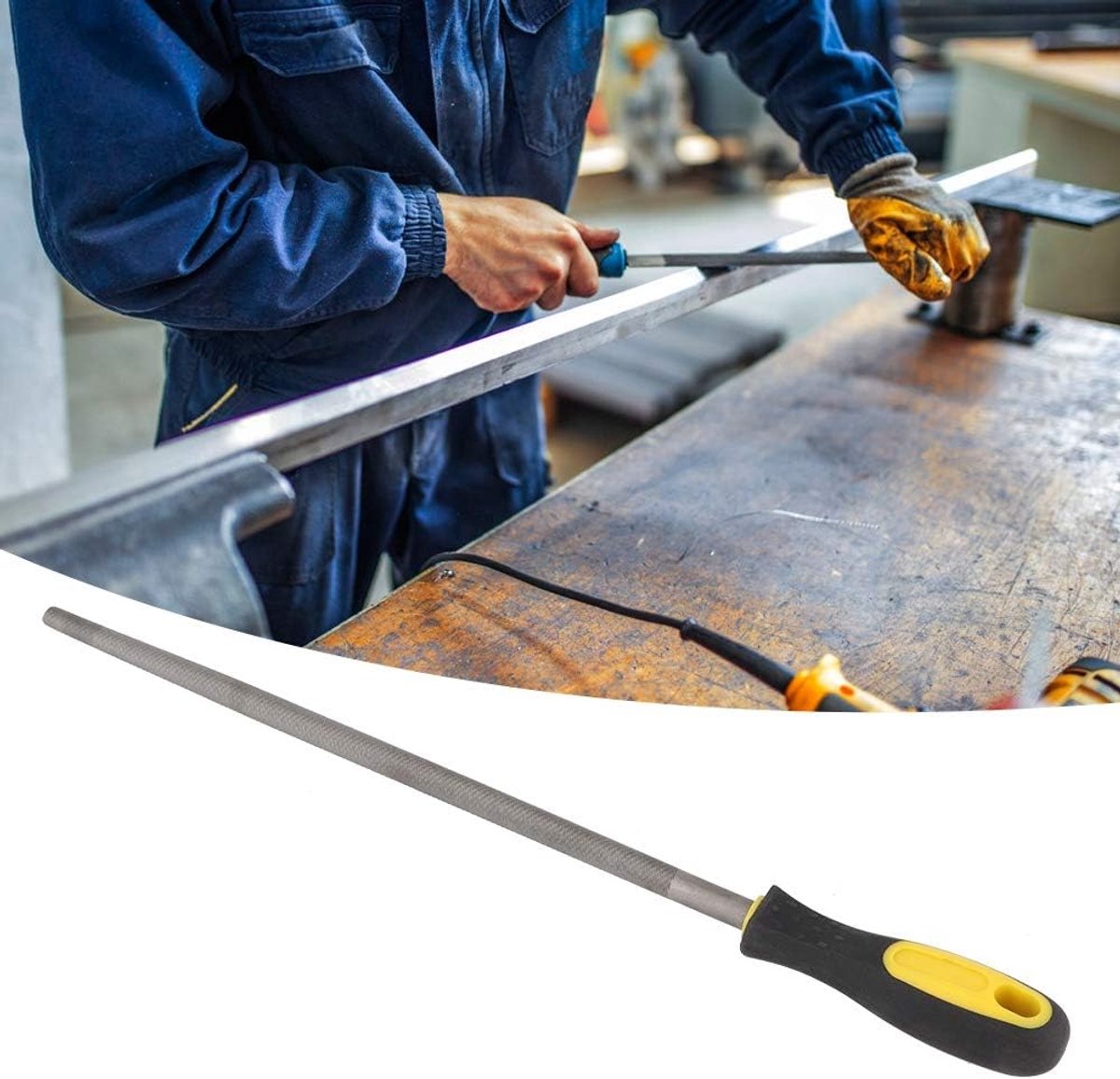 Ronde Stalen Vijl - Metaalvijl Rasp - Metaal Bewerken - Ergonomische Handgreep - 30 cm Vijlblad - Grijs