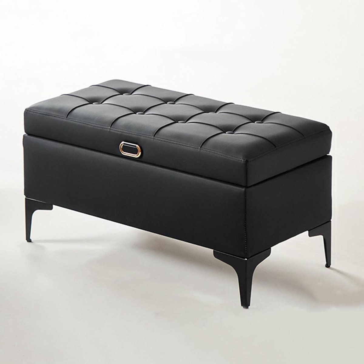 Opbergbank Met Deksel - Voetenbankje Bedkruk - Woonkamer Organiseren - Verborgen Opbergvak - 60 x 40 x 40 cm - Zwart
