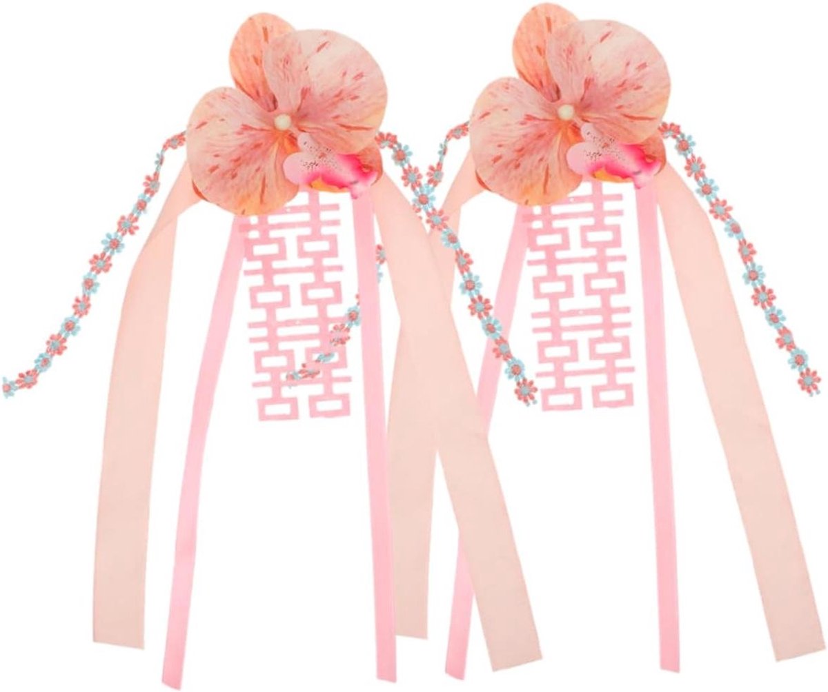 Trouwauto Decoratie - Bruiloft Auto Accessoires - Auto Versieren - Vlinderorchidee Ontwerp - 34x10x5 CM - Roze