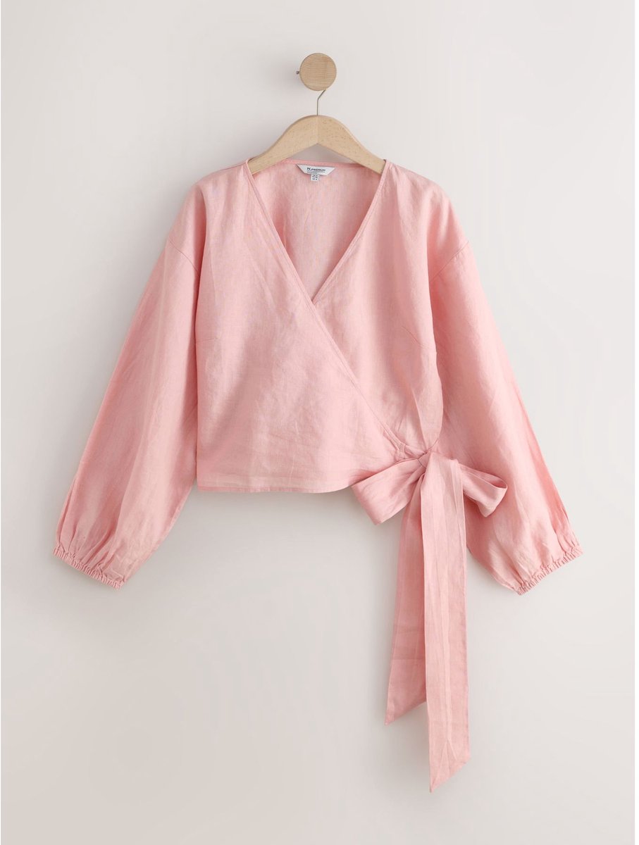 Next - Dames - Linnen wikkeltop - Roze