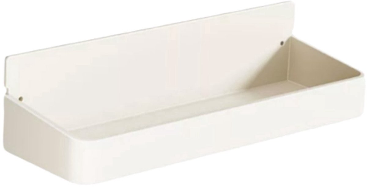 Wit magnetisch opbergrek voor de koelkast met achterwand. Geschikt voor het opbergen van voedselcontainers, kruidenpotjes, enz. Installatie zonder gereedschap bespaart ruimte in de keuken.