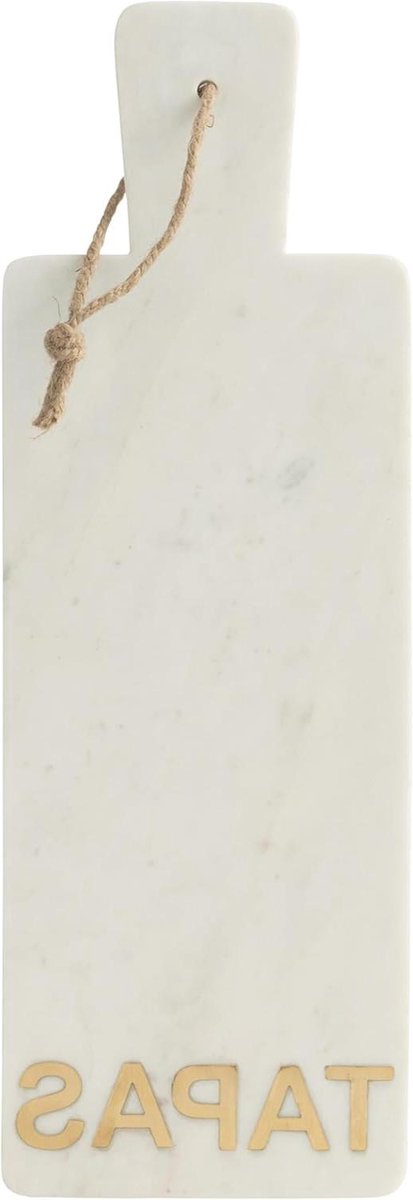 Kaasplank Rechthoek - Tapasplank Marmer - Serveren van hapjes - Natuursteen - 48 x 16.5 cm - Wit