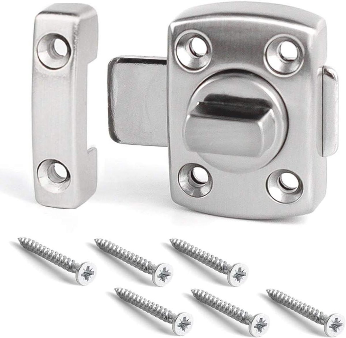 Deurgrendel slot - Extra slot - Veiligheid binnendeur - Roestvrij staal - 4 6 cm - Zilver