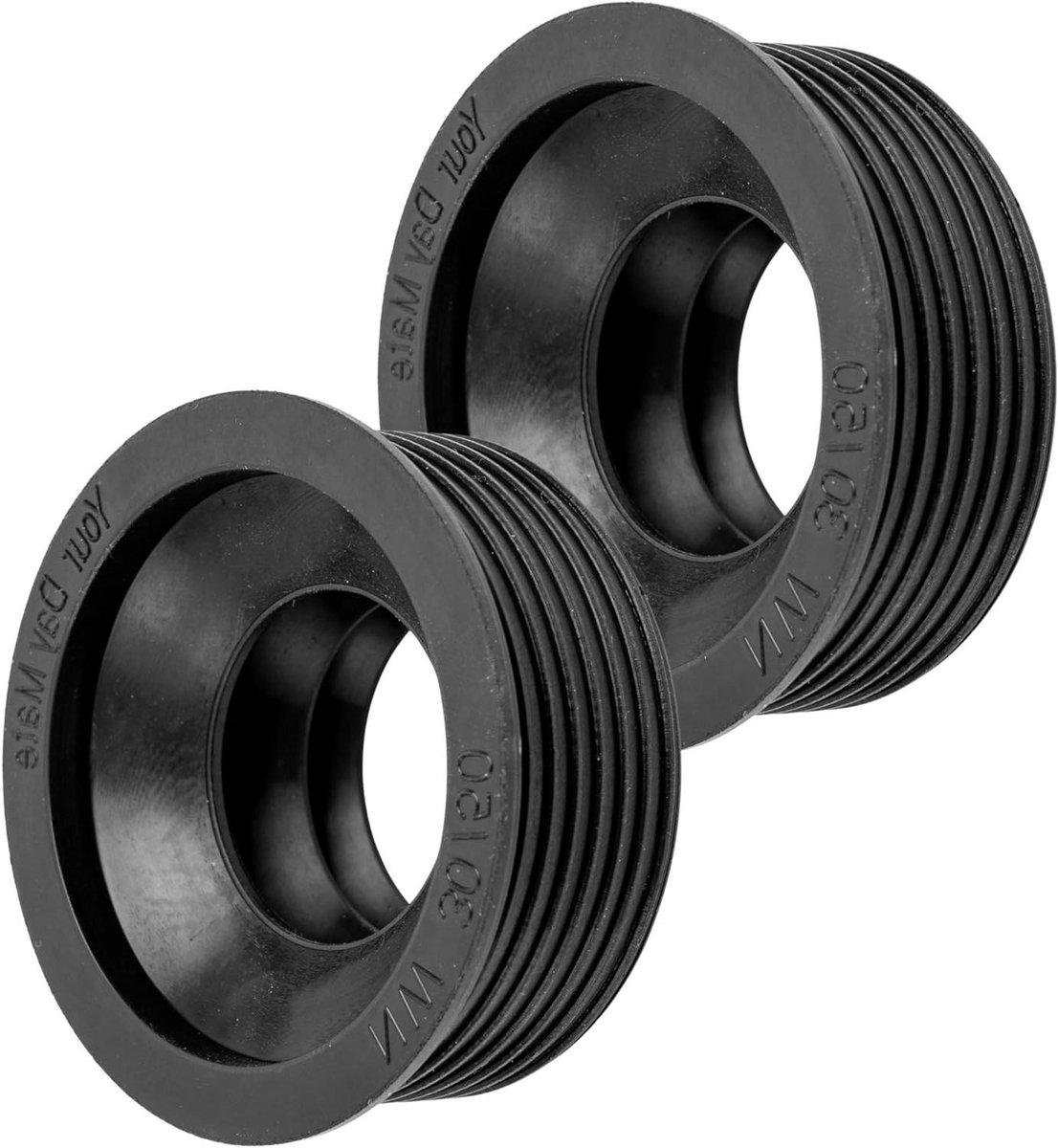 Sifonrubbermanchet - Afvoerkoppeling Rubber - Lekkages Dichten - Dubbele Lippen - NW 30/50 - Zwart