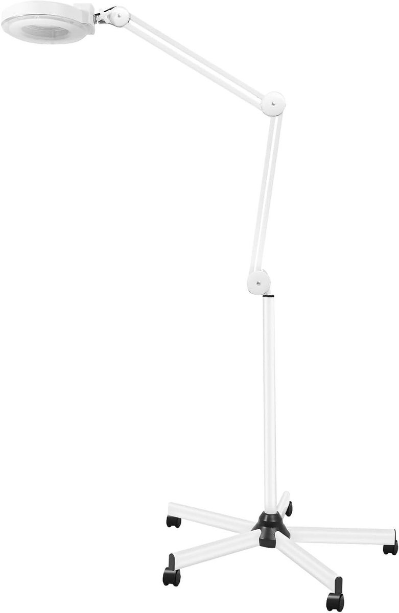 Vergrootglas met Licht - Leesloep Vergrotende Spiegel - Lezen en Hobby's - 360 Graden Verstelbaar - 12.5 cm Spiegel - Wit