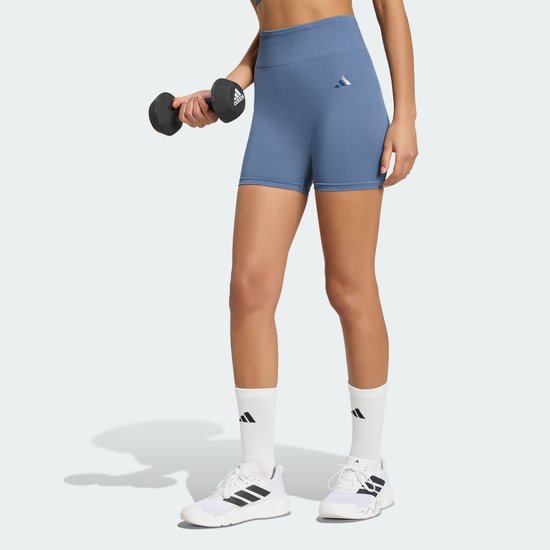Adidas Performance Workout Essentials Knit Legging 4-Inch - Dames - Blauw van adidas-performance — afbeelding 4