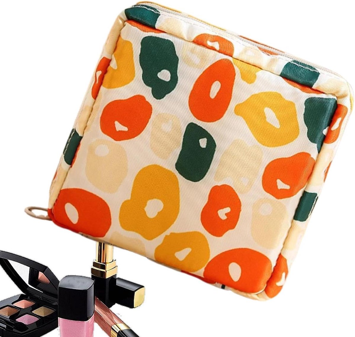 Maandverband Tas - Menstruatietas Verzorgingstas - Persoonlijke Hygiëne - Bedrukt Design - 12 x 4 x 12 cm - Meerkleurig