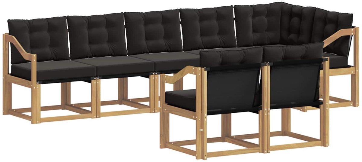 vidaXL Buiten - bank - set - 8 - st - 7-zits - Wit - en - zwart Wit en zwart