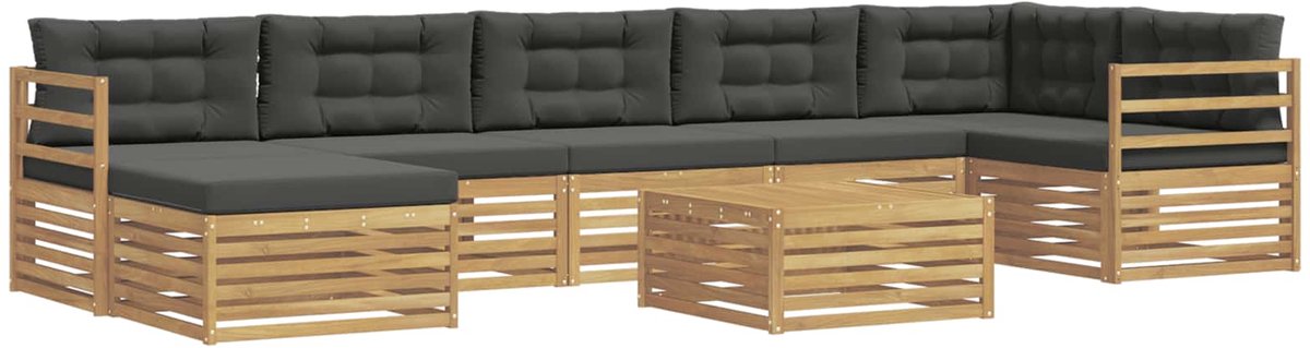 vidaXL Buiten - bank - set - 8 - st - 7-zits - Wit - en - antracietkleurig Wit en antracietkleurig