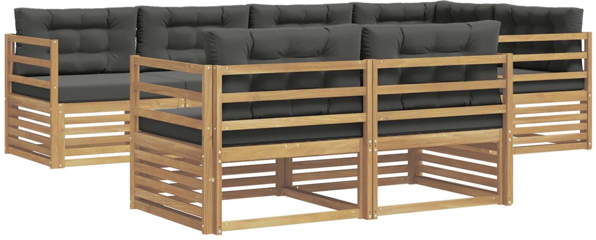 vidaXL Buiten - bank - set - 7 - st - 7-zits - Wit - en - antracietkleurig - Polyester Wit en antracietkleurig