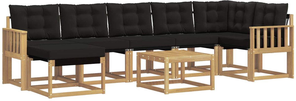 vidaXL Buiten - bank - set - 8 - st - 7-zits - Wit - en - zwart Wit en zwart
