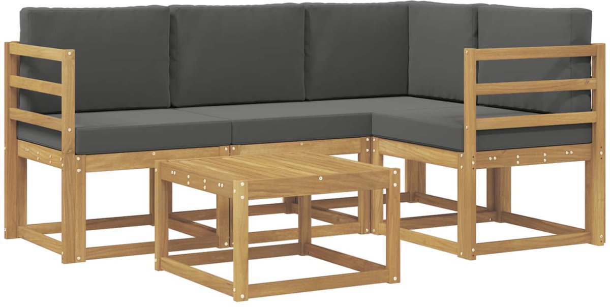 vidaXL Buiten - bank - set - 5 - st - 4-zits - Wit - en - antracietkleurig Wit en antracietkleurig