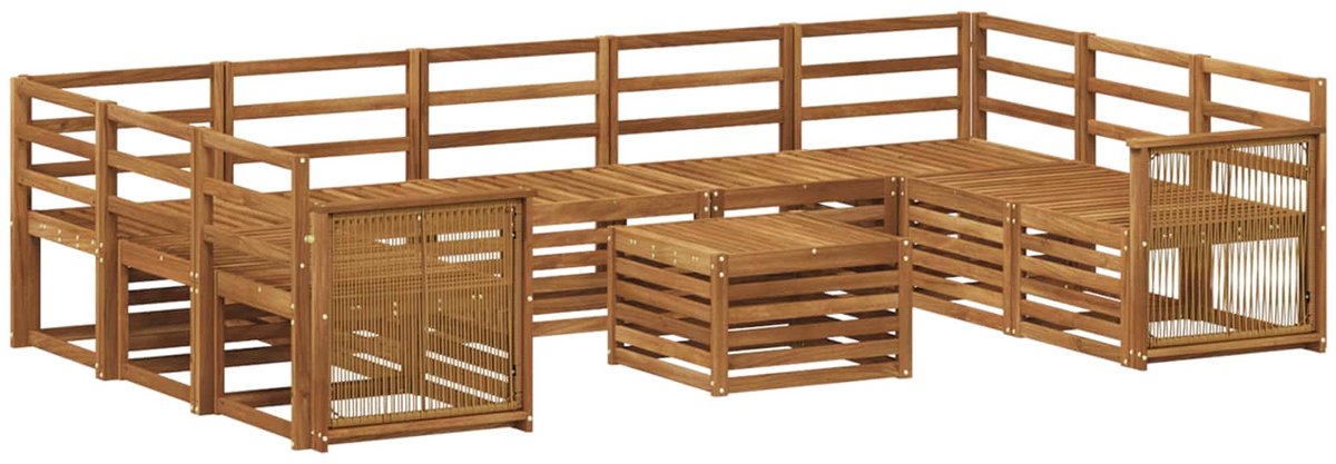 vidaXL Buiten - bank - set - 10 - st - 9-zits - Naturel - Massief - Acacia - Hout