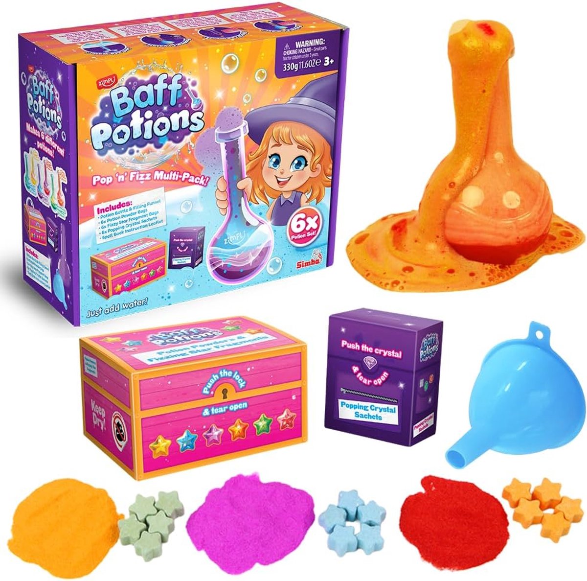 Zimpli Kids badspeelgoed Baff Potions Pop n Fizz multipack 6 keer magisch bruisplezier.