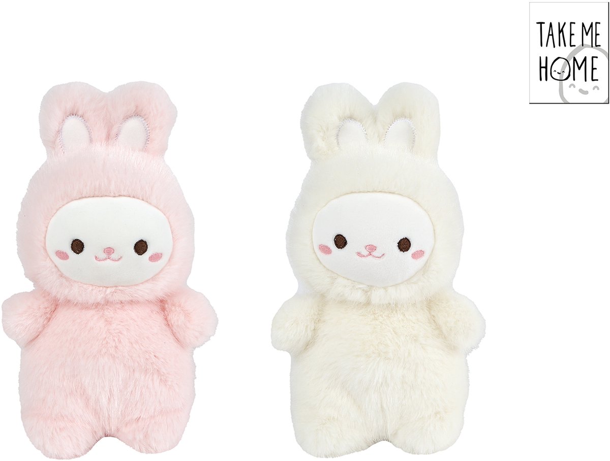 Take Me Home knuffel konijn pluche 19cm speelgoed wit.