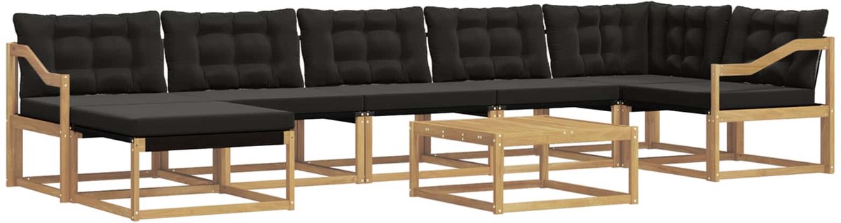 vidaXL Buiten - bank - set - 8 - st - 7-zits - Wit - en - zwart Wit en zwart