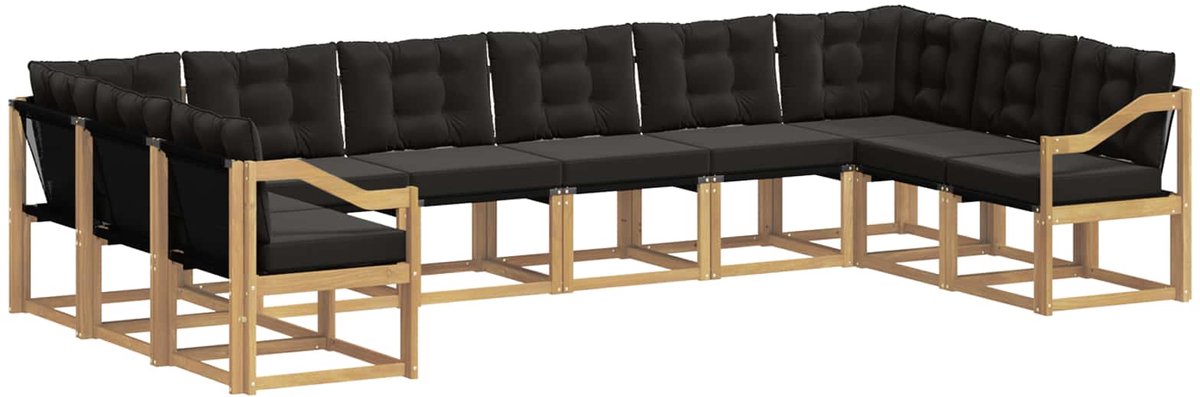 vidaXL Buiten - bank - set - 10 - st - 10-zits - Wit - en - zwart Wit en zwart