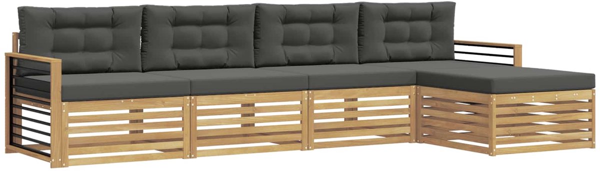 vidaXL Buiten - bank - set - 5 - st - 4-zits - Wit - en - antracietkleurig Wit en antracietkleurig