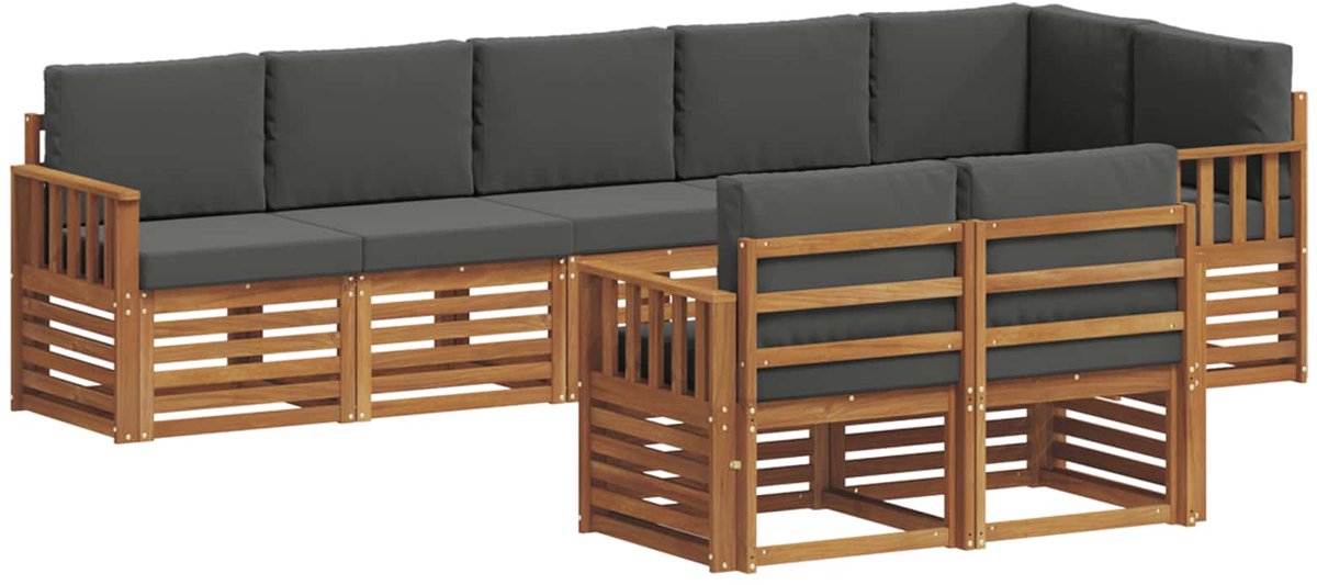 vidaXL Buiten - bank - set - 8 - st - Natuurlijk - en - Antraciet - Polyester Natuurlijk en Antraciet