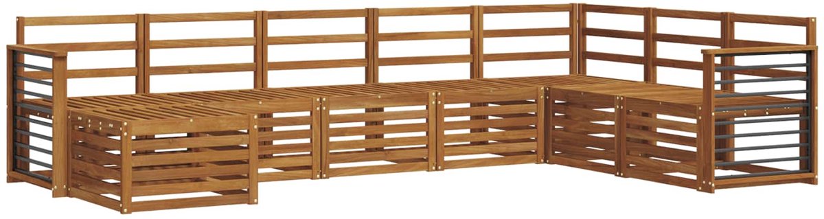 vidaXL Buiten - bank - set - 8 - st - 8-zits - Naturel - Massief - Acacia - Hout
