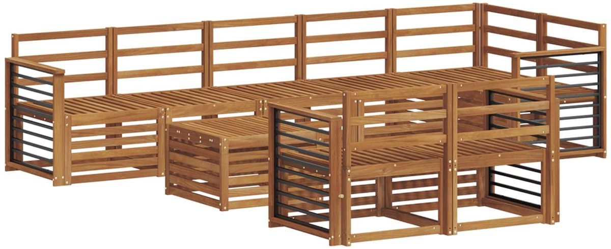 vidaXL Buiten - bank - set - 9 - st - 8-zits - Naturel - Massief - Acacia - Hout