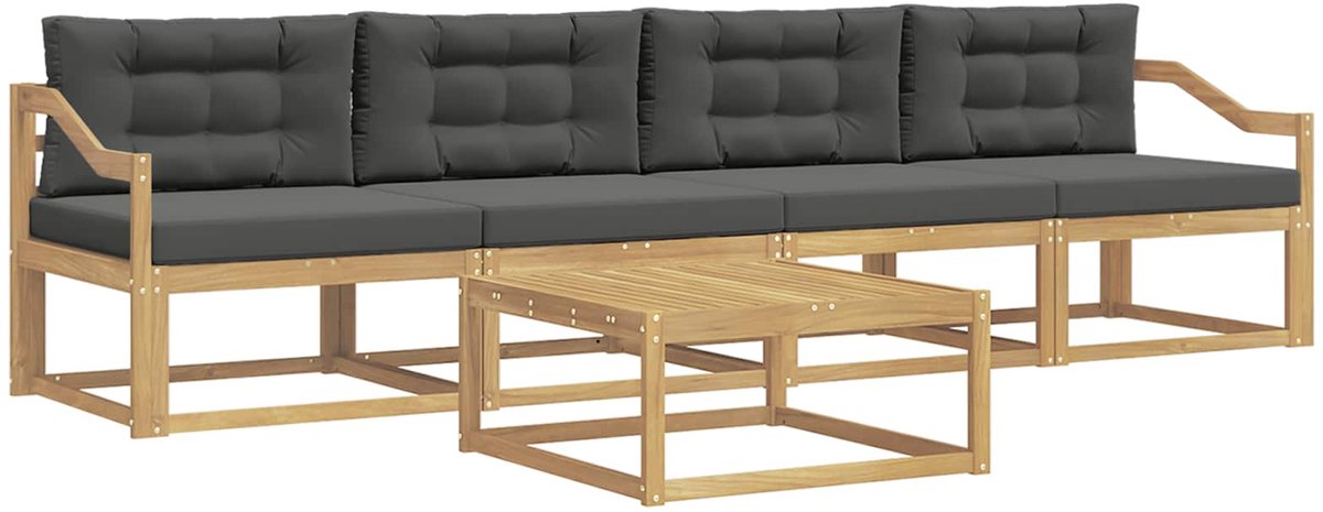 vidaXL Buiten - bank - set - 4 - st - 4-zits - Wit - en - antracietkleurig Wit en antracietkleurig