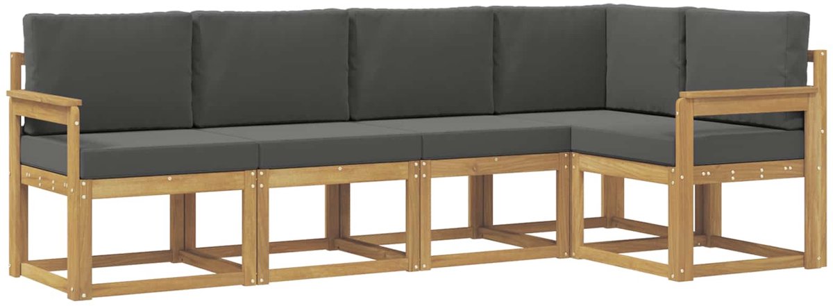 vidaXL Buiten - bank - set - 5 - st - 5-zits - Wit - en - antracietkleurig Wit en antracietkleurig