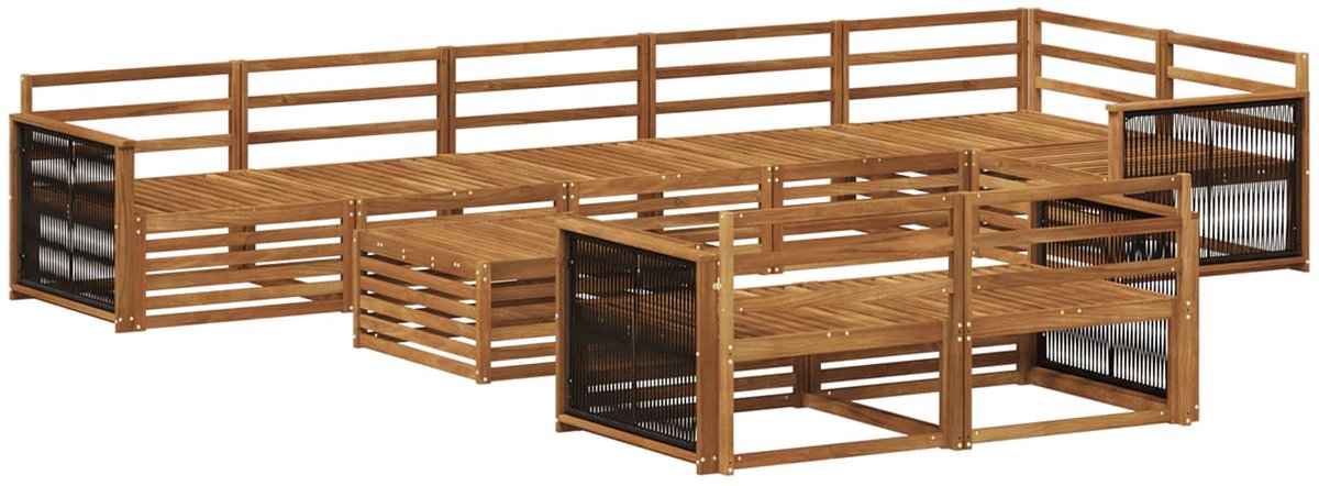 vidaXL Buiten - bank - set - 9 - st - 8-zits - Naturel - Massief - Acacia - Hout