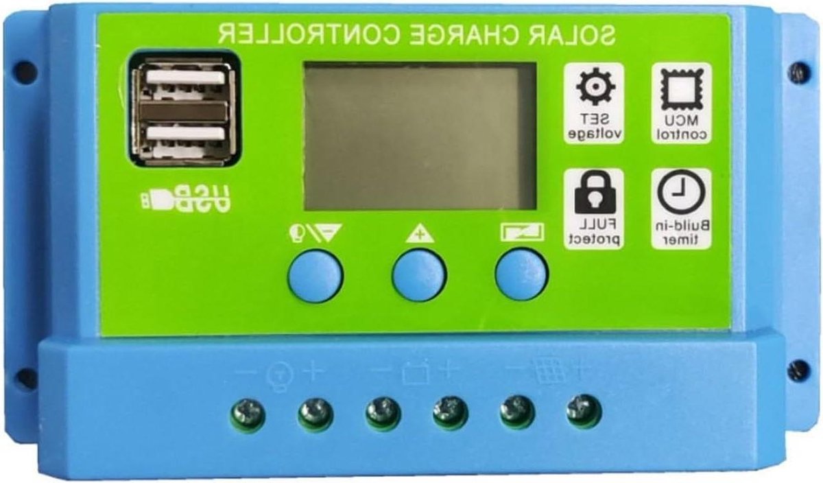 Zonne Laadregelaar - Solar Controller PWM - Energie Beheer - LCD Display - 30A - Grijs