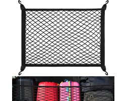Kofferbaknet - Bagagenet Opbergnet - Auto Opbergen - Dubbel Elastisch Gaas - 80x60cm - Zwart