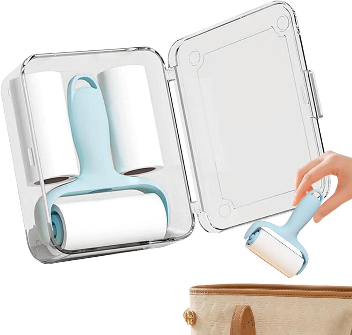 Draagbare pluisroller - Reisontpluizer Kledingroller - Haren Verwijderen - Antislip Handgreep - 9.8 x 7.8 x 3.2 cm - Blauw