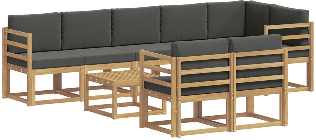vidaXL Buiten - bank - set - 9 - st - 8-zits - Wit - en - antracietkleurig - Polyester Wit en antracietkleurig