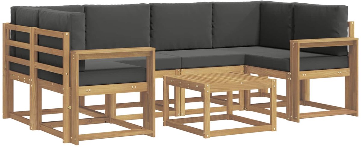 vidaXL Buiten - bank - set - 7 - st - 6-zits - Wit - en - antracietkleurig Wit en antracietkleurig