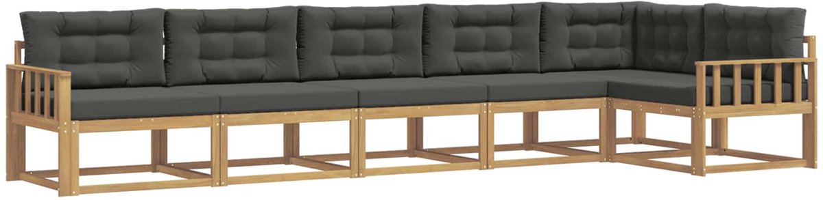vidaXL Buiten - bank - set - 4 - st - 6-zits - Wit - en - antracietkleurig - Polyester Wit en antracietkleurig