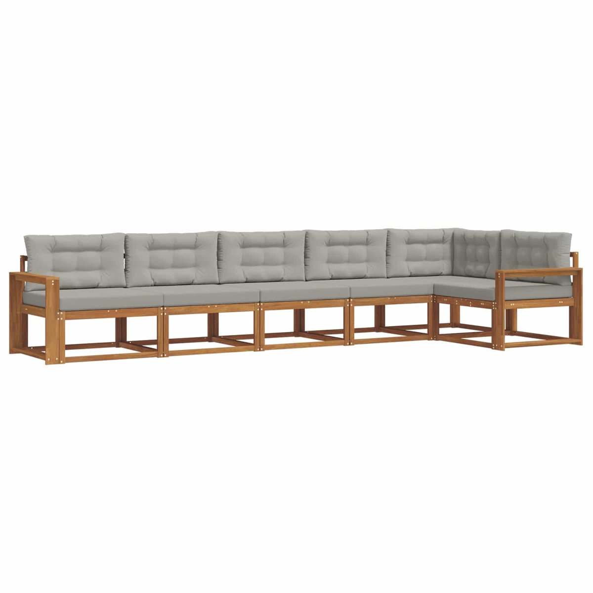 vidaXL Buiten - bank - set - 6 - st - 6-zits - Naturel - en - lichtgrijs Naturel en lichtgrijs