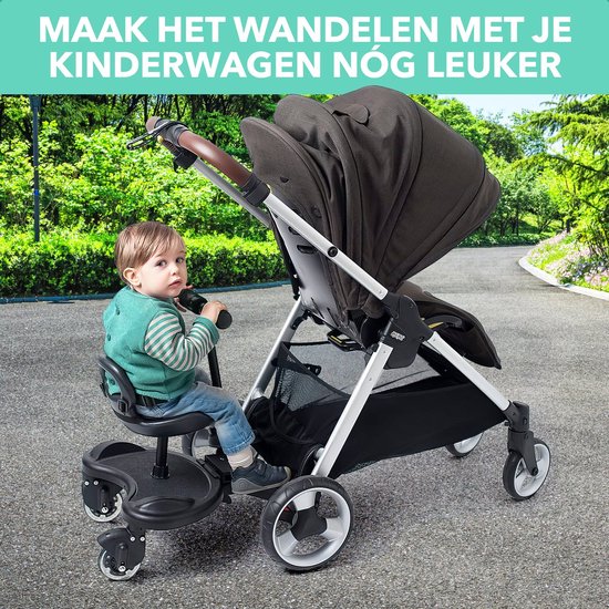 Havasta Universeel Meerijdplankje incl. 2 Gratis Tashaakjes - Geschikt voor Kinderwagen & Buggy - Meerijdplank met Zitje en Handgreep - Verstelbaar Wandelwagen Plankje van Merkloos — afbeelding 2