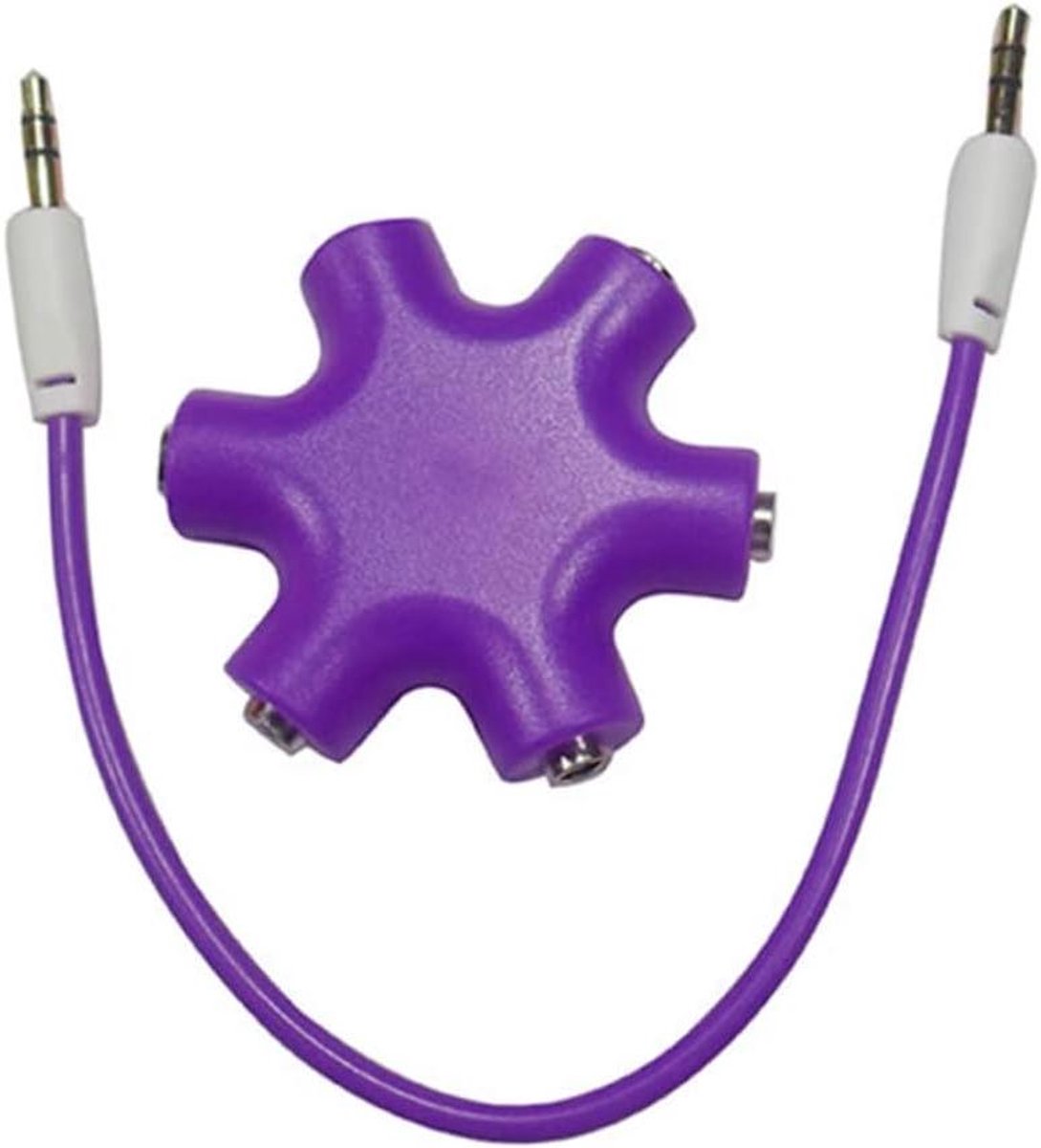 Koptelefoon Splitter - Audio Adapter - Muziek Delen - 6 Poorten - 21 g - null
