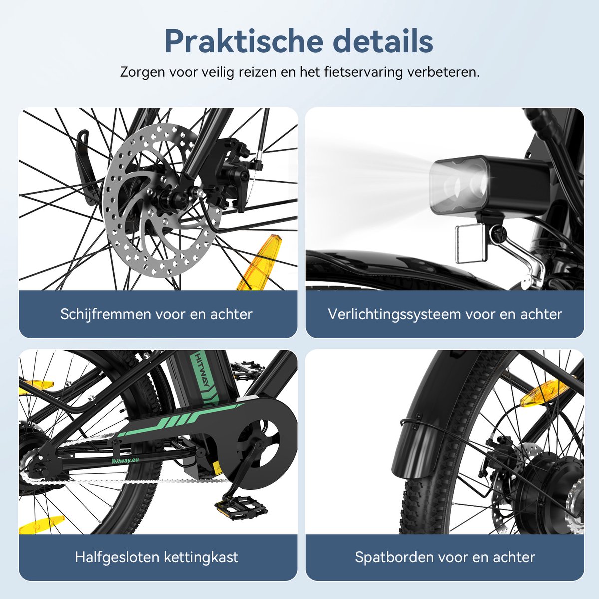 Hitway Elektrische Fiets BK8SL - Trendy 27.5 Inch City Commuter EBike met Afneembare 36V 13Ah Lithium Batterij - Mountain E-Bike met 250W Motor - Damesfiets met App Bediening - IP54 Waterdicht - afbeelding 3