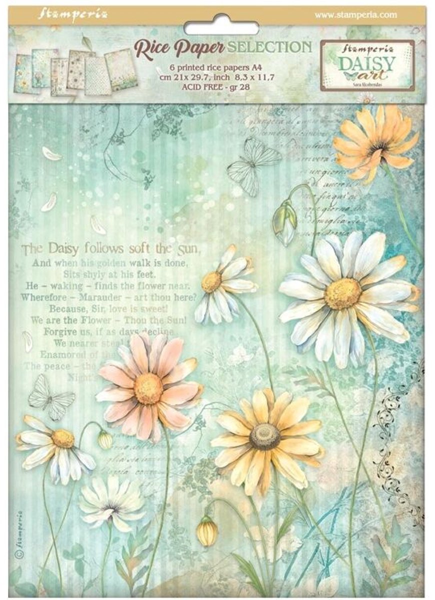 Stamperia - Daisy Art A4 Rice Paper Selection (6pcs) (DFSA4XDS)