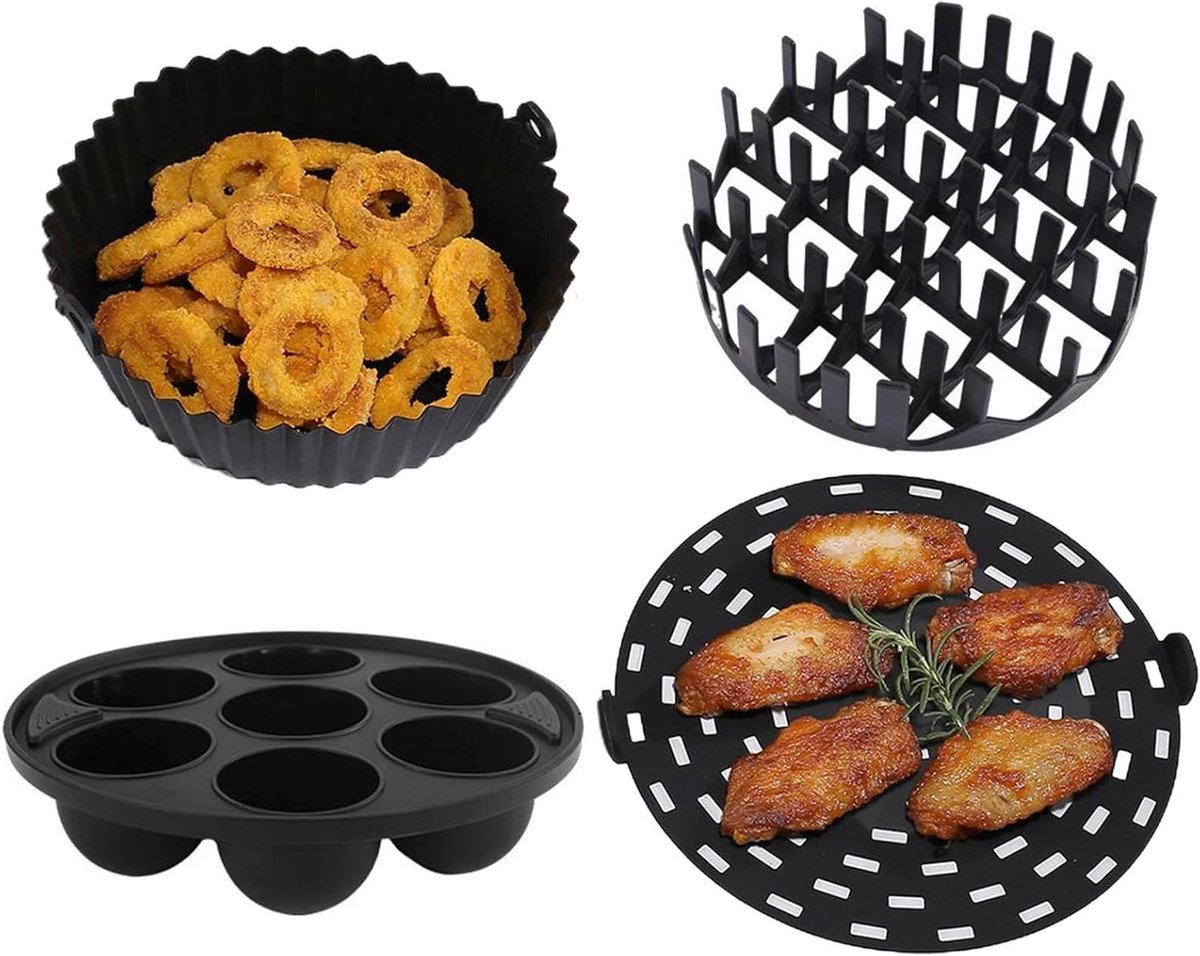 Airfryer Mand Voeringen Siliconen Bakvorm Bakken en Braden Antiaanbaklaag 22 x 21.5 cm Niet gespecificeerd