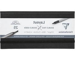 Clairefontaine 975341C Layout Schetsboek Dubbelzijdig Vlak Openend - 25 Vellen Wit Tekenpapier Extra Glad 11x22 cm 220g - Ideaal voor Tekenen met…