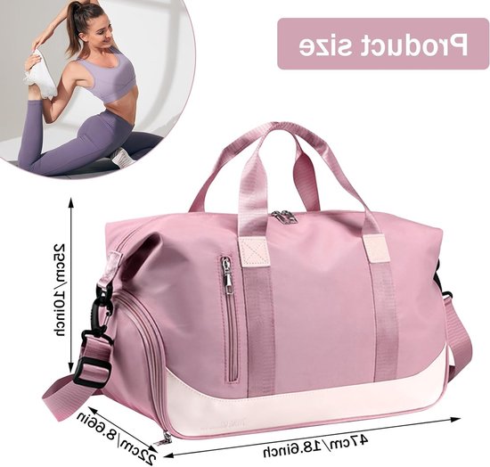 Dailygoods - Dailygoody - Sporttas - Waterdichte trainingstas - Met schoenenvak - Roze - Weekendtas - Voor sport en yoga - Uniseks van Dailygoods — afbeelding 2