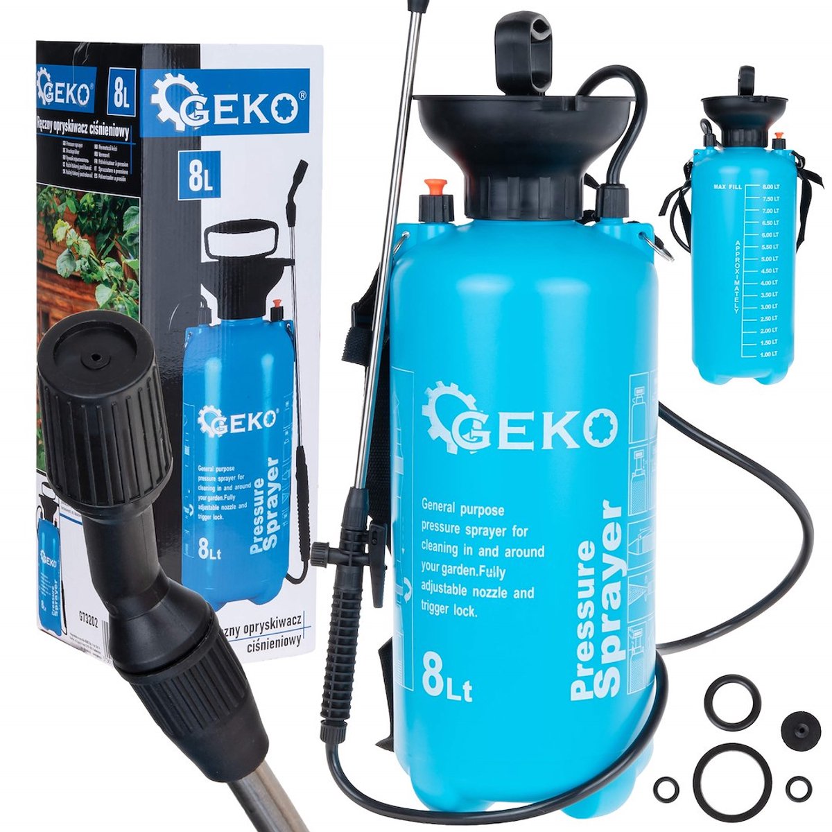 Garronda handspuit 8L blauw - drukspuit - sprayfles - plantenspuit - pompverstuiver - tuinsproeier GD-0240