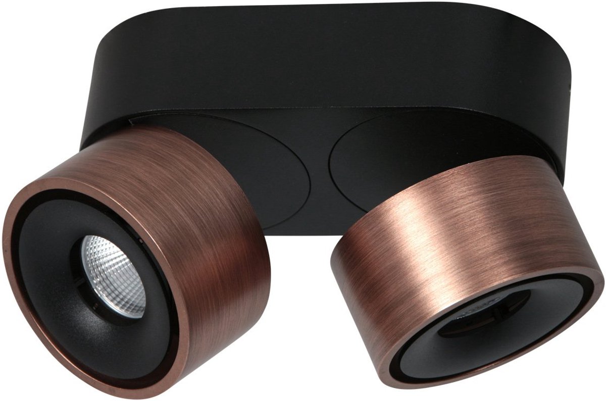 Bronzen 2-lichts spot Fez 2674BR, dimbaar, draaibaar en kantelbaar, metaal, modern, merk Mexlite