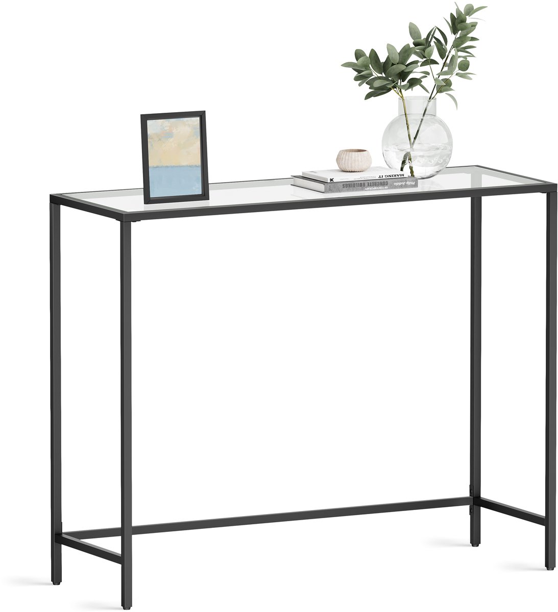 VASAGLE - Console Tafel - Haltafel - Met Hardglazen Blad - Verstelbare Poten - Voor Woonkamer en Hal