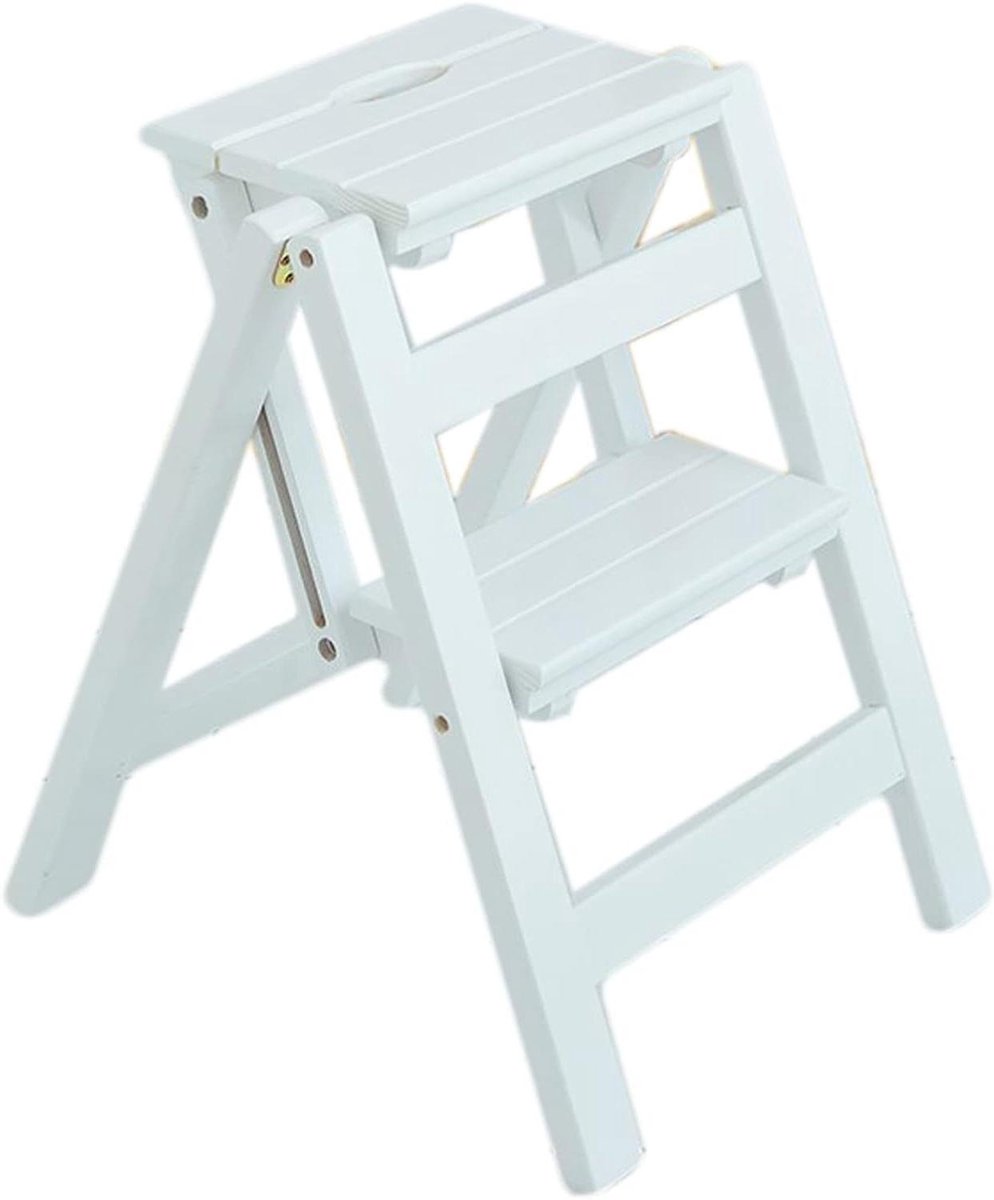 Opvouwbare Houten Kruk - Opstap Ladder - Veelzijdige Hulp - Antislip Ontwerp - 2-Traps - Houtkleur