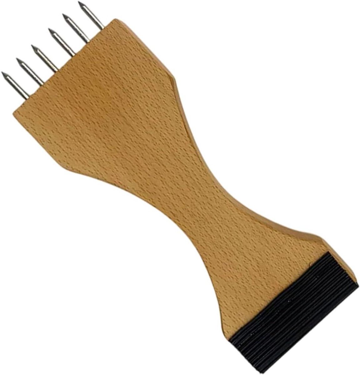 Houten Singelband Kam - Band Trekker - Tapijt Leggen - Stalen Tanden - 23 x 8 cm - Houtkleur