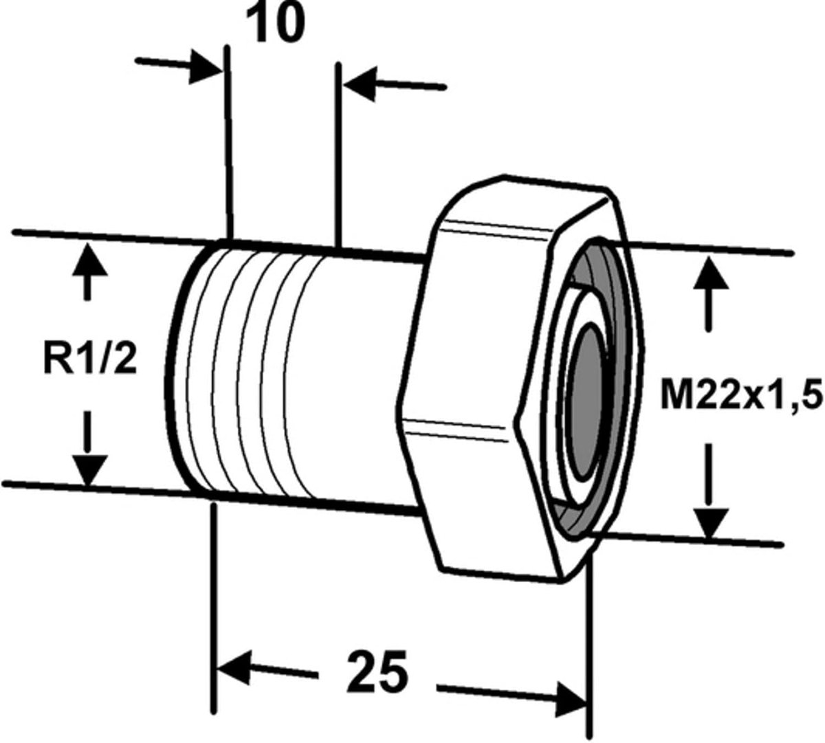Radiatorverbinding - Aansluitkabel - Verwarming Installeren - Vernikkeld - M22 x 1/2" - Chroom