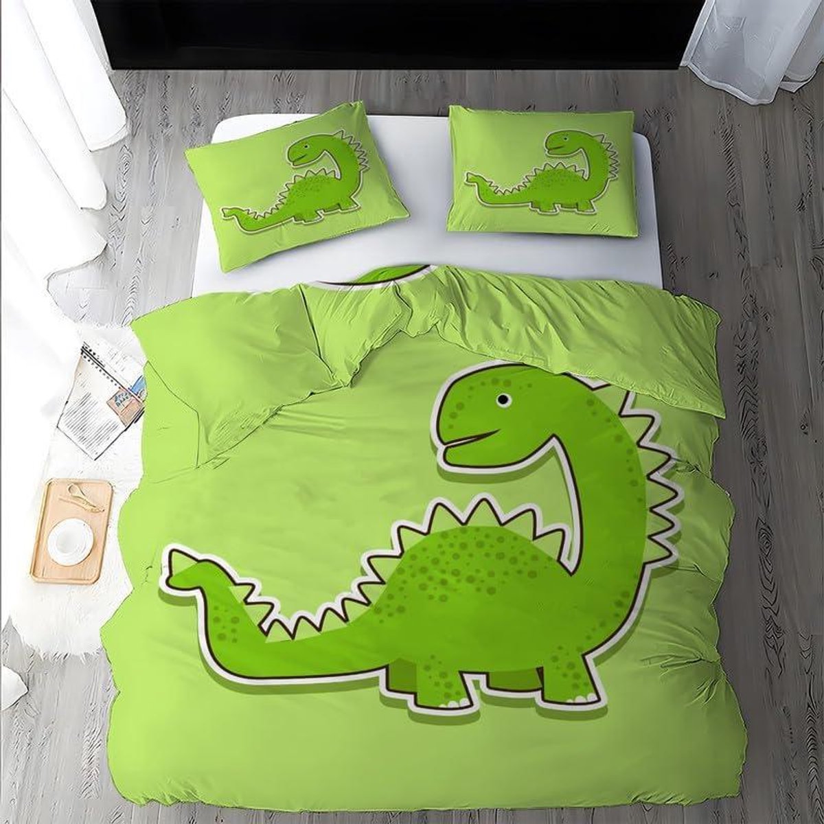 Dekbedovertrek Set - Beddengoed Dinosaurus - Slaapkamer Decoratie - Ritssluiting Hoekbande